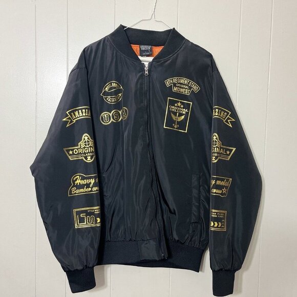 New ORIGINAL DELUXE Men's Bomber Black Jacket Size M - Picture 1 of 7